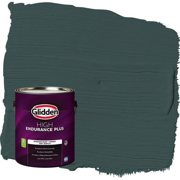 Glidden HEP Night Watch / Green Flat Interior Paint with Primer, 1 Gallon