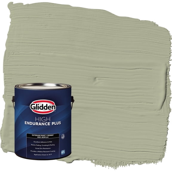 Glidden HEP Olive Sprig / Green Satin Exterior Paint with Primer, 1 Gallon