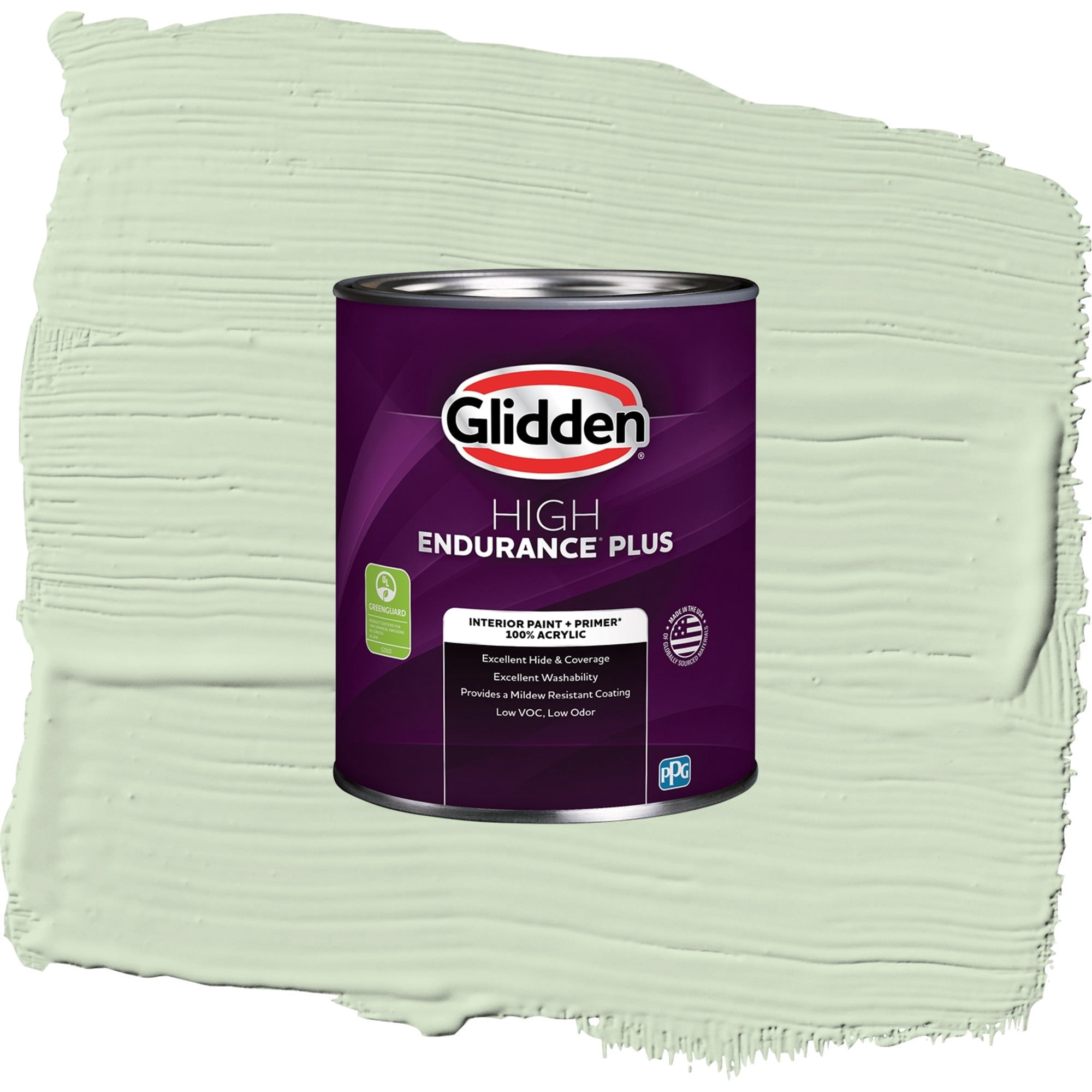 Glidden High Endurance Plus Pale Moss Green Eggshell Interior Paint and Primer, 1 Quart