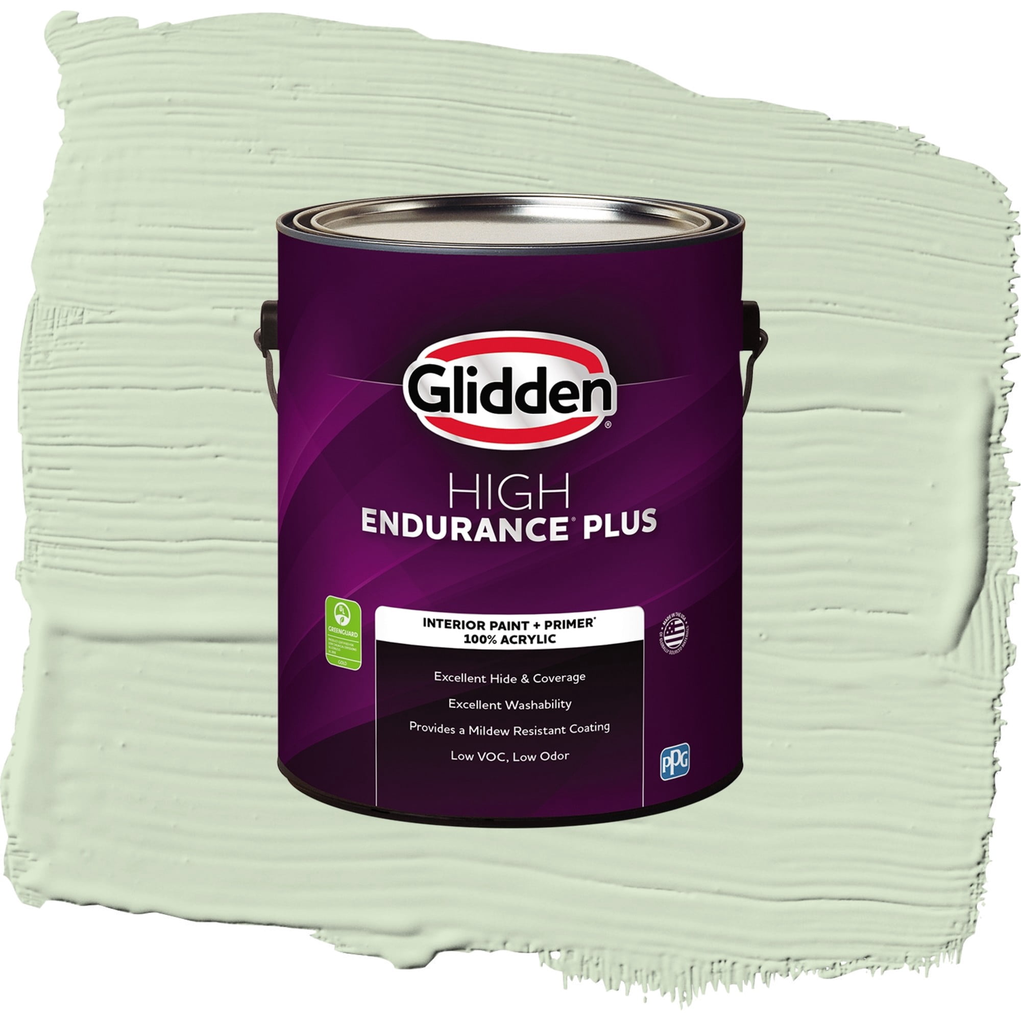 Glidden High Endurance Plus Pale Moss Green Semi Gloss Interior Paint and Primer, 1 Gallon