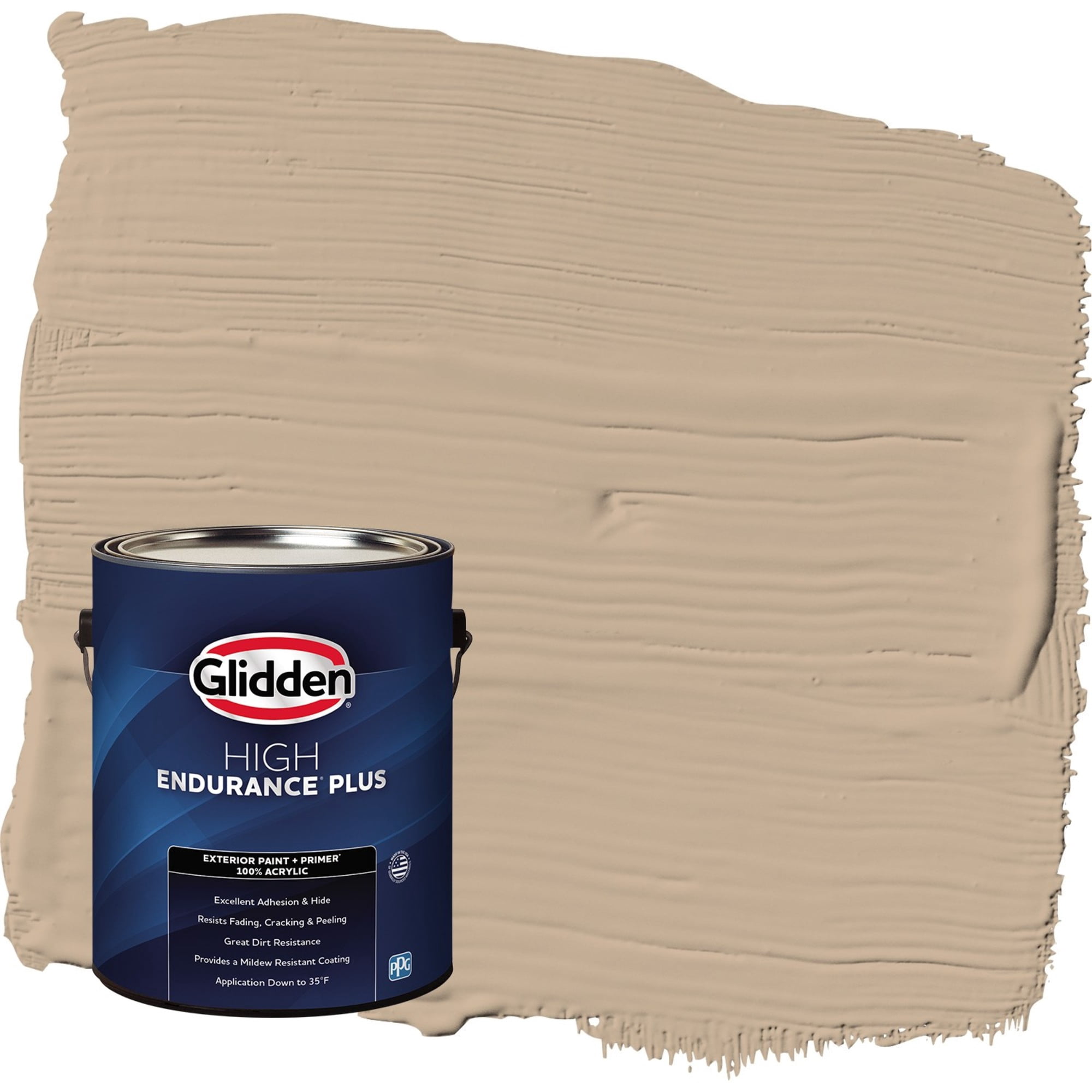 Glidden HEP Persuasion / Beige Flat Exterior Paint with Primer, 1 Gallon