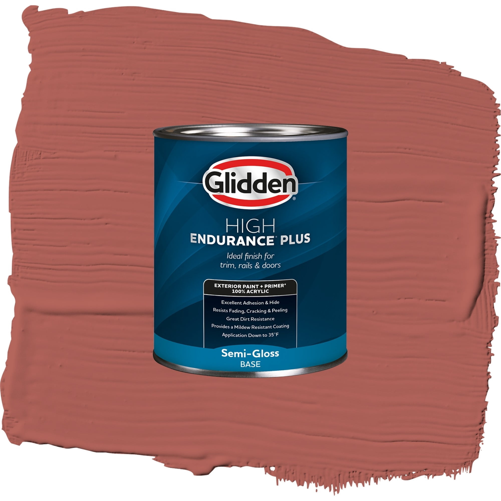 Glidden High Endurance Plus Pizza Pie Satin Exterior Paint and Primer, 1 Quart