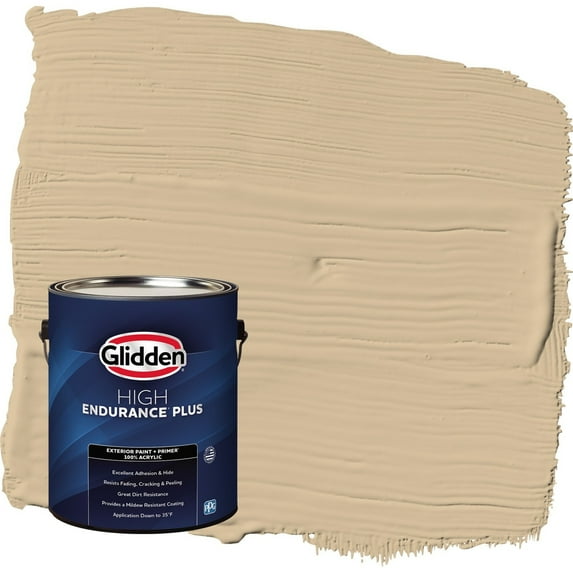 Glidden HEP Pony Tail / Beige Flat Exterior Paint with Primer, 1 Gallon