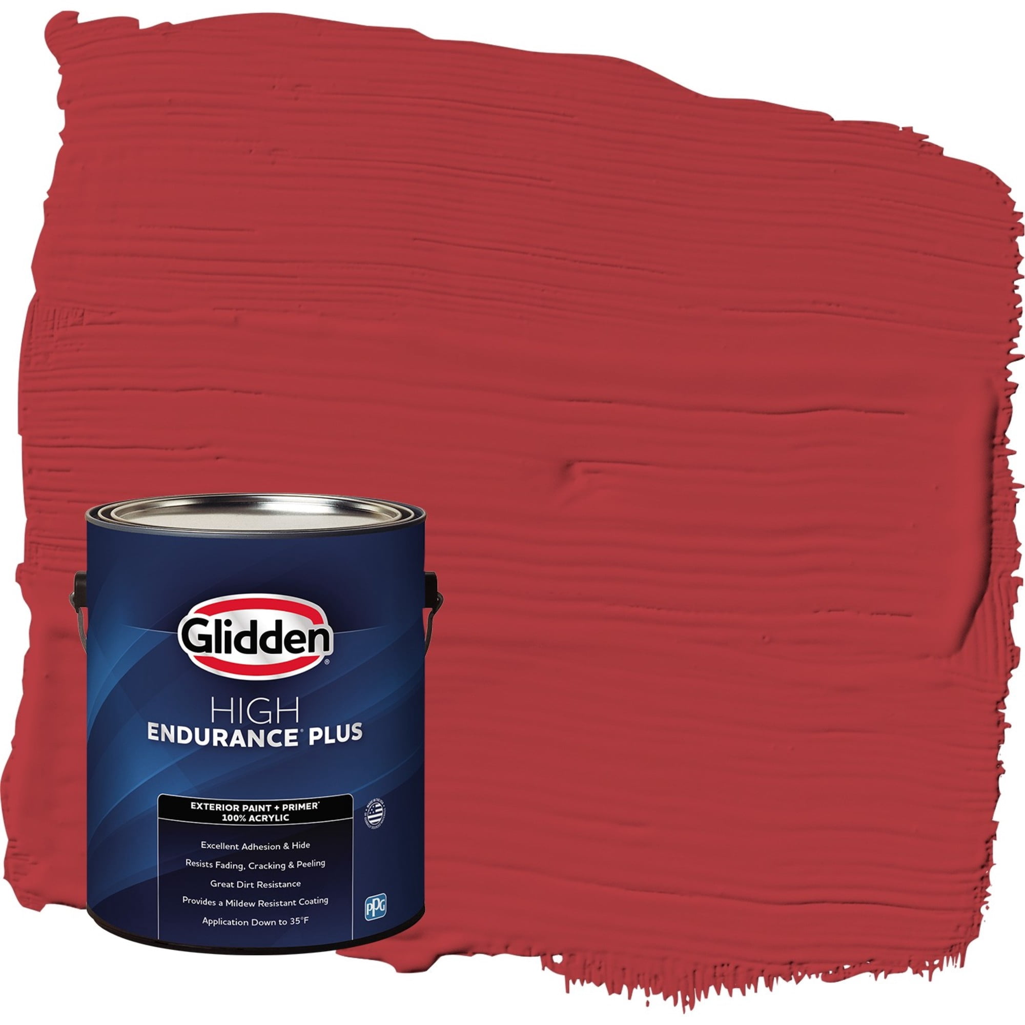 Glidden HEP Red Gumball / Red Flat Exterior Paint with Primer, 1 Gallon
