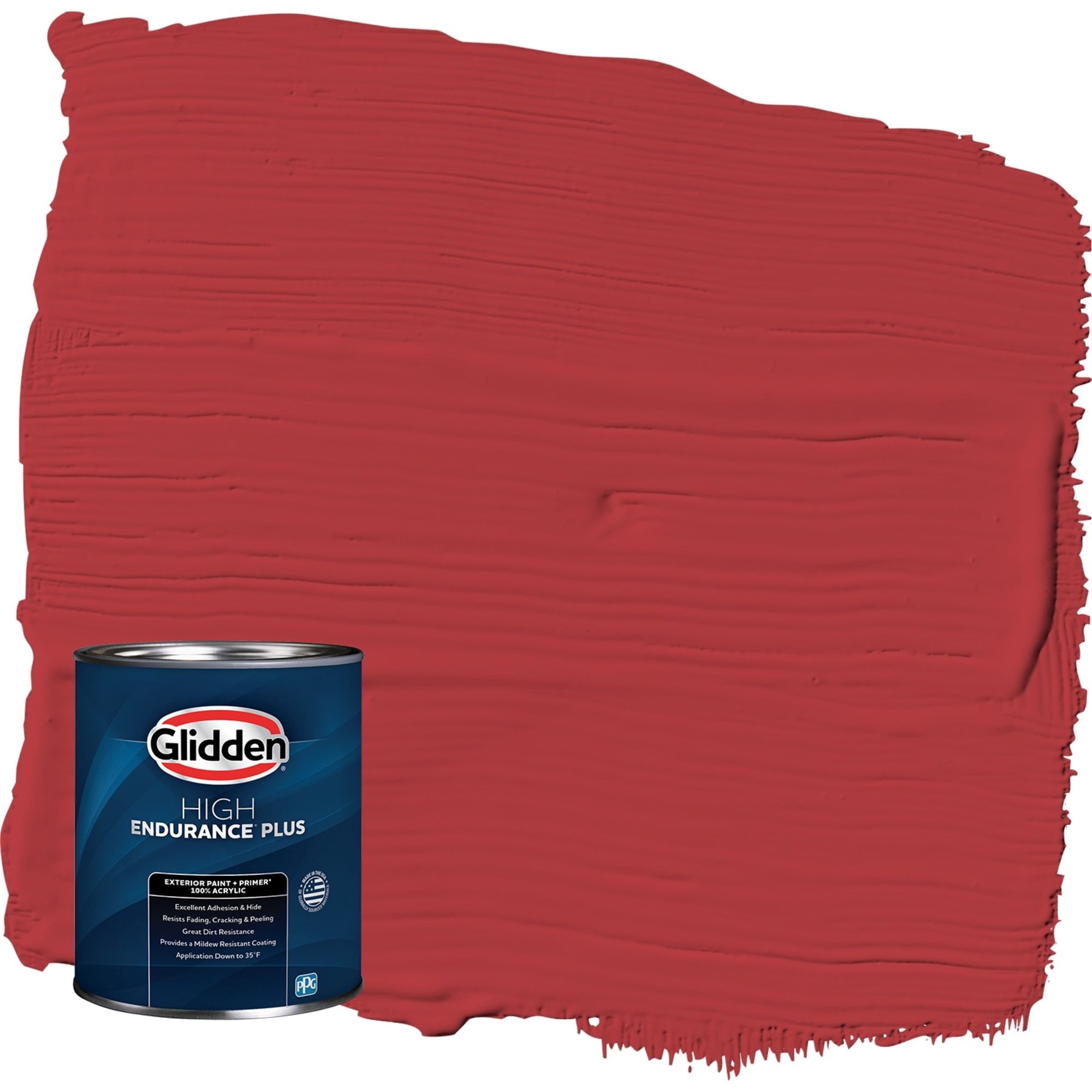 Glidden HEP Red Gumball / Red Satin Exterior Paint with Primer, 1 Quart