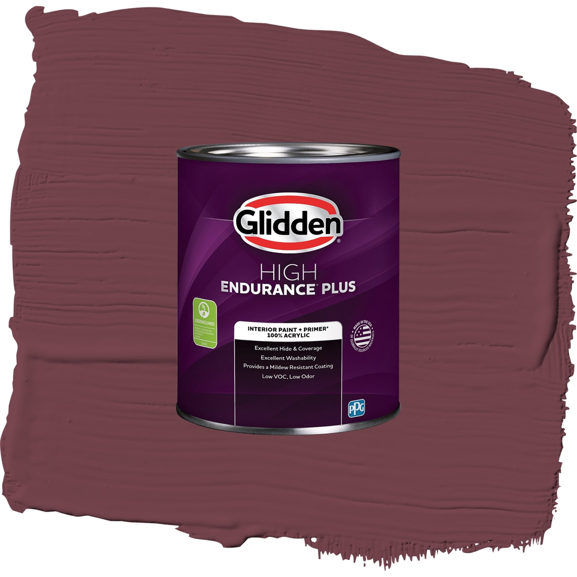Glidden High Endurance Plus Red Red Wine Semi Gloss Interior Paint and Primer, 1 Quart
