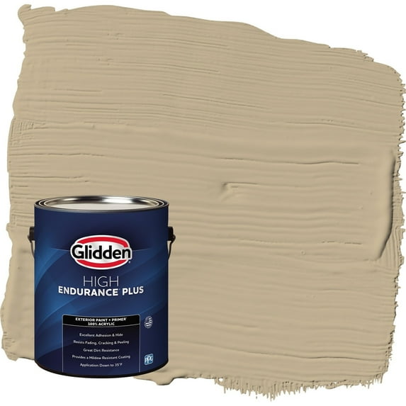 Glidden HEP Rock Cliffs / Beige Satin Exterior Paint with Primer, 1 Gallon