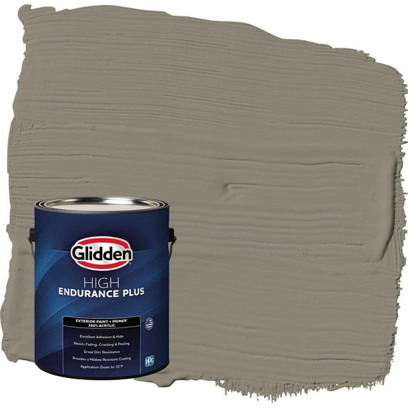 Glidden HEP Roller Coaster / Tan Flat Exterior Paint with Primer, 1 Gallon