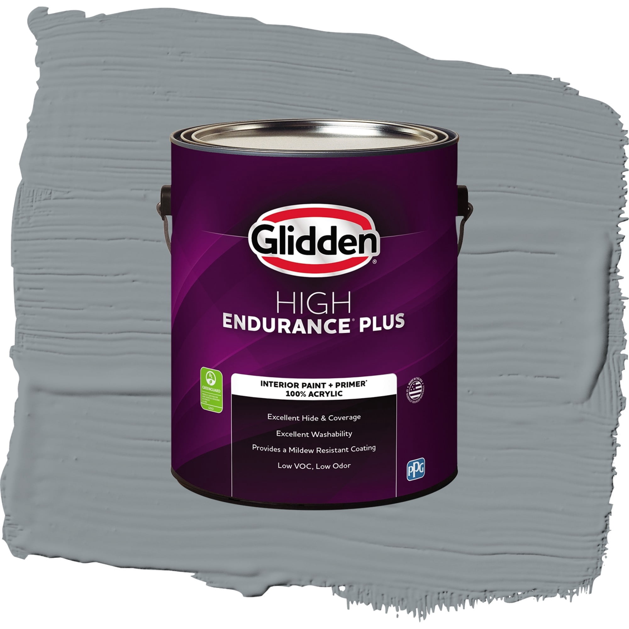 Glidden High Endurance Plus Steeple Gray Semi Gloss Interior Paint and Primer, 1 Gallon