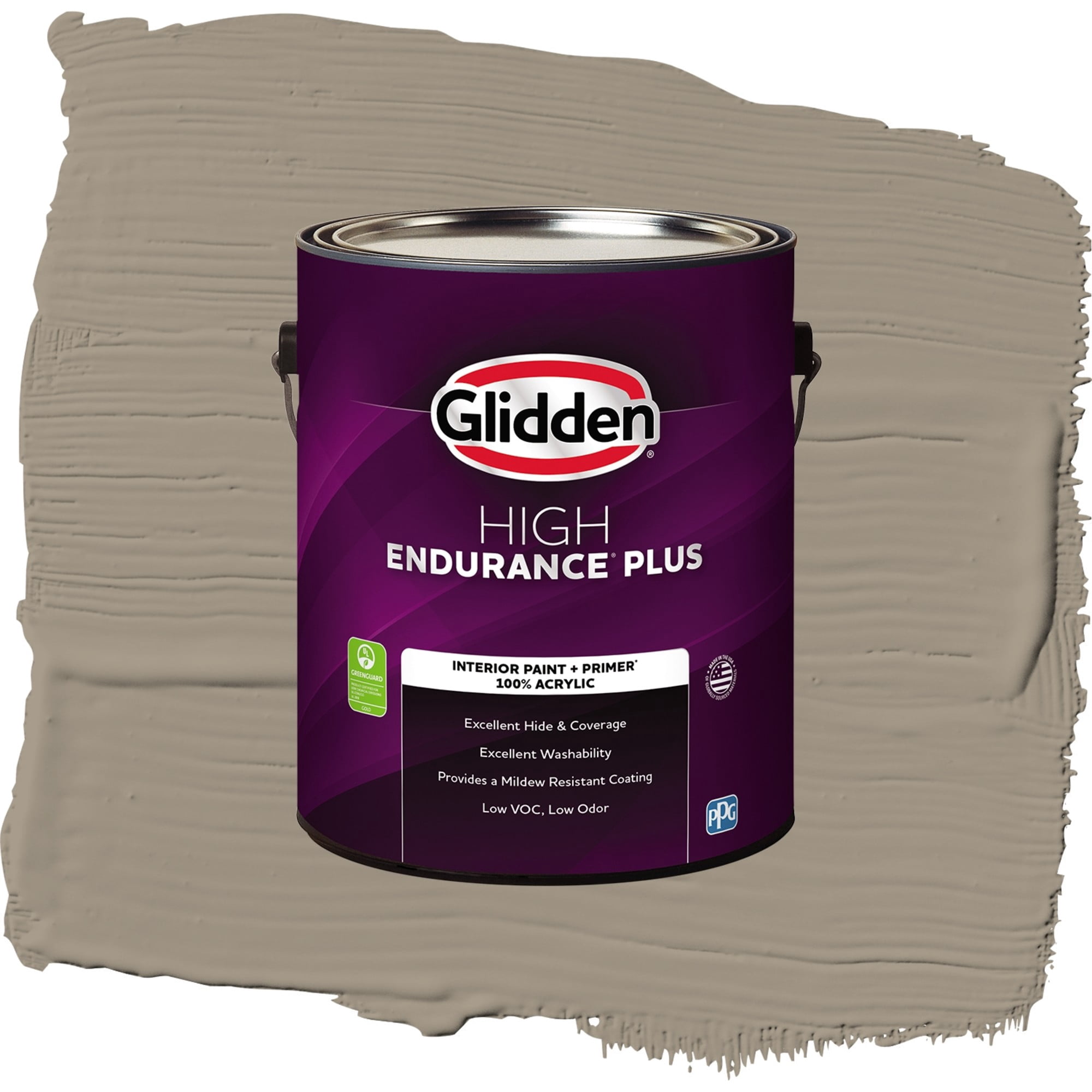 Glidden High Endurance Plus Stone Gray Eggshell Interior Paint and Primer, 1 Gallon