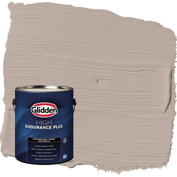 Glidden HEP Thumper / Beige Satin Exterior Paint with Primer, 1 Gallon