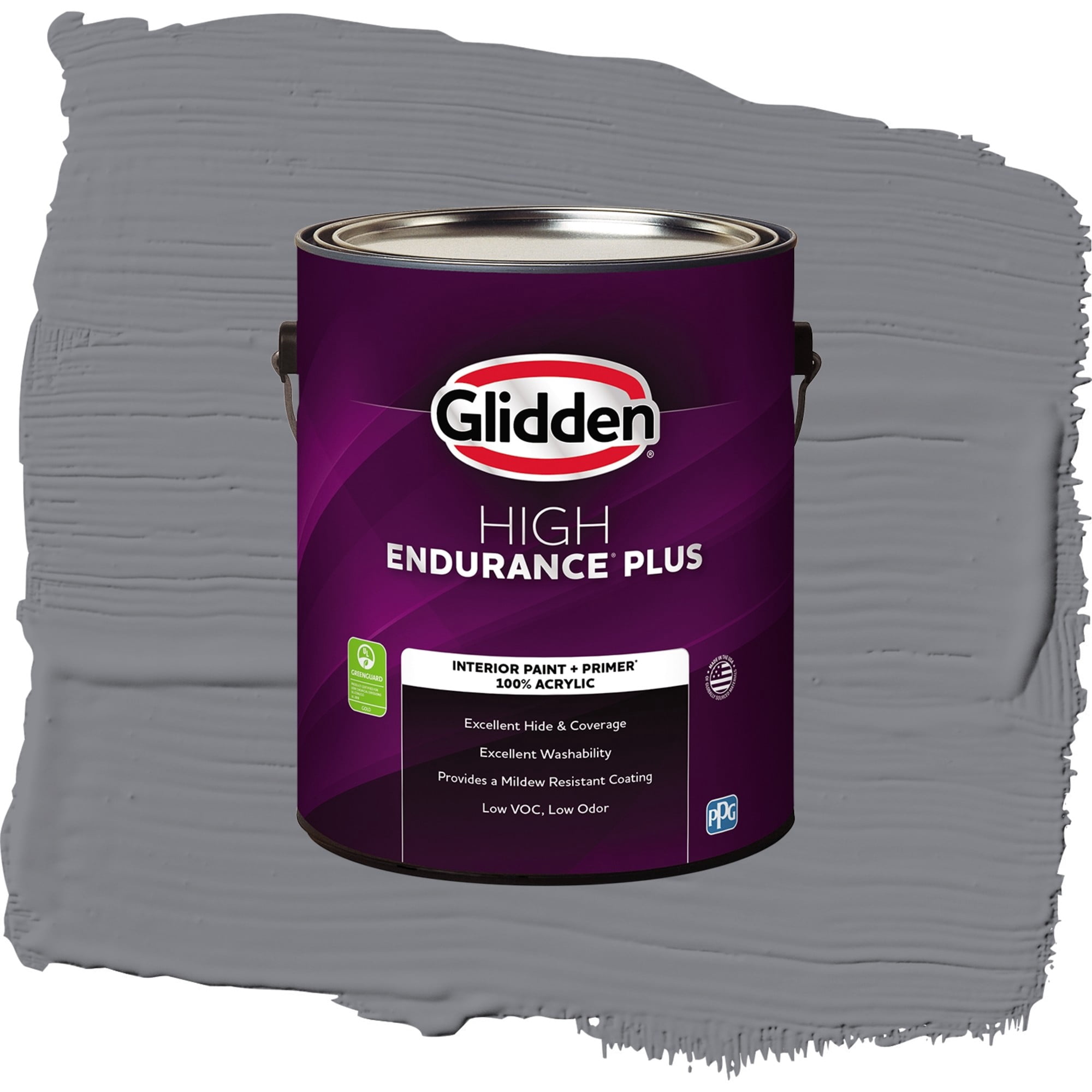Glidden High Endurance Plus Victorian Pewter Flat Interior Paint and Primer, 1 Gallon