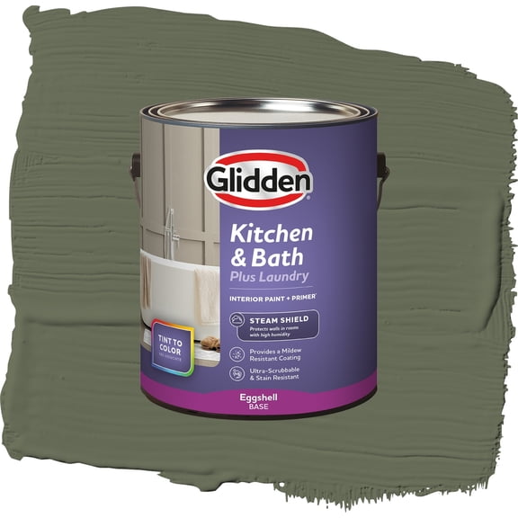 Glidden Glidden Kitchen Bath and Laundry All About Olive / Green, Eggshell Interior Paint with Primer, 1 Gallon