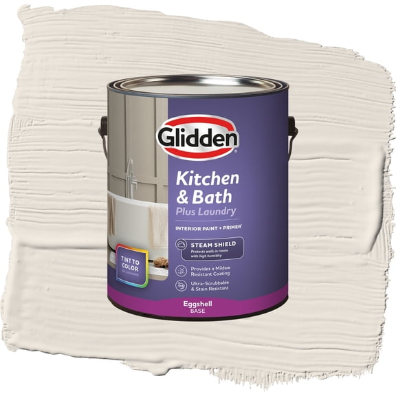 Glidden Glidden Kitchen Bath and Laundry Ash / White, Eggshell Interior Paint with Primer, 1 Gallon