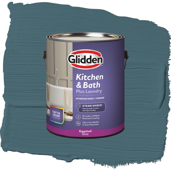 Glidden Glidden Kitchen Bath and Laundry Azalea Leaf / Blue , Eggshell Interior Paint with Primer, 1 Gallon