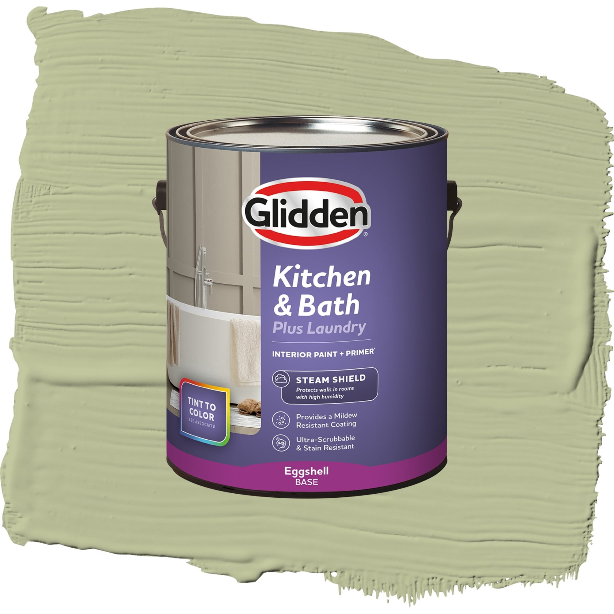 Glidden Glidden Kitchen Bath and Laundry Bahia Grass / Green, Eggshell Interior Paint with Primer, 1 Gallon