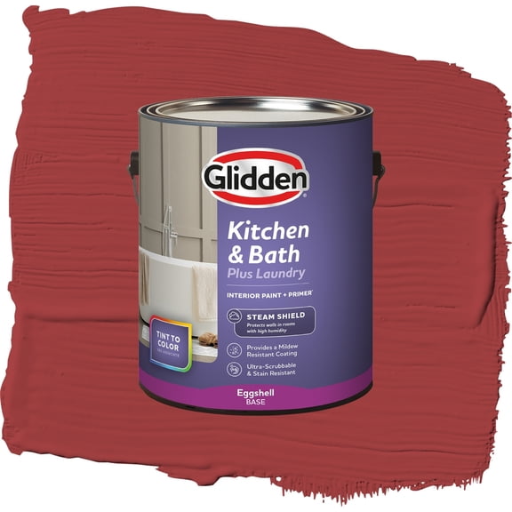 Glidden Glidden Kitchen Bath and Laundry Blaze / Red, Eggshell Interior Paint with Primer, 1 Gallon