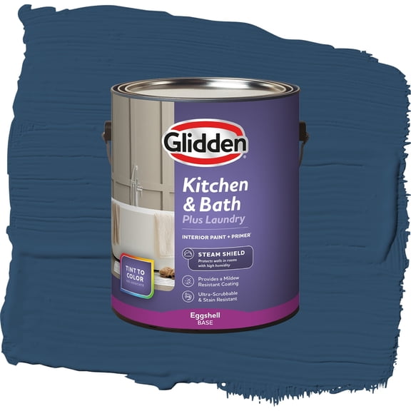 Glidden Glidden Kitchen Bath and Laundry Blueberry Pie / Blue, Eggshell Interior Paint with Primer, 1 Gallon