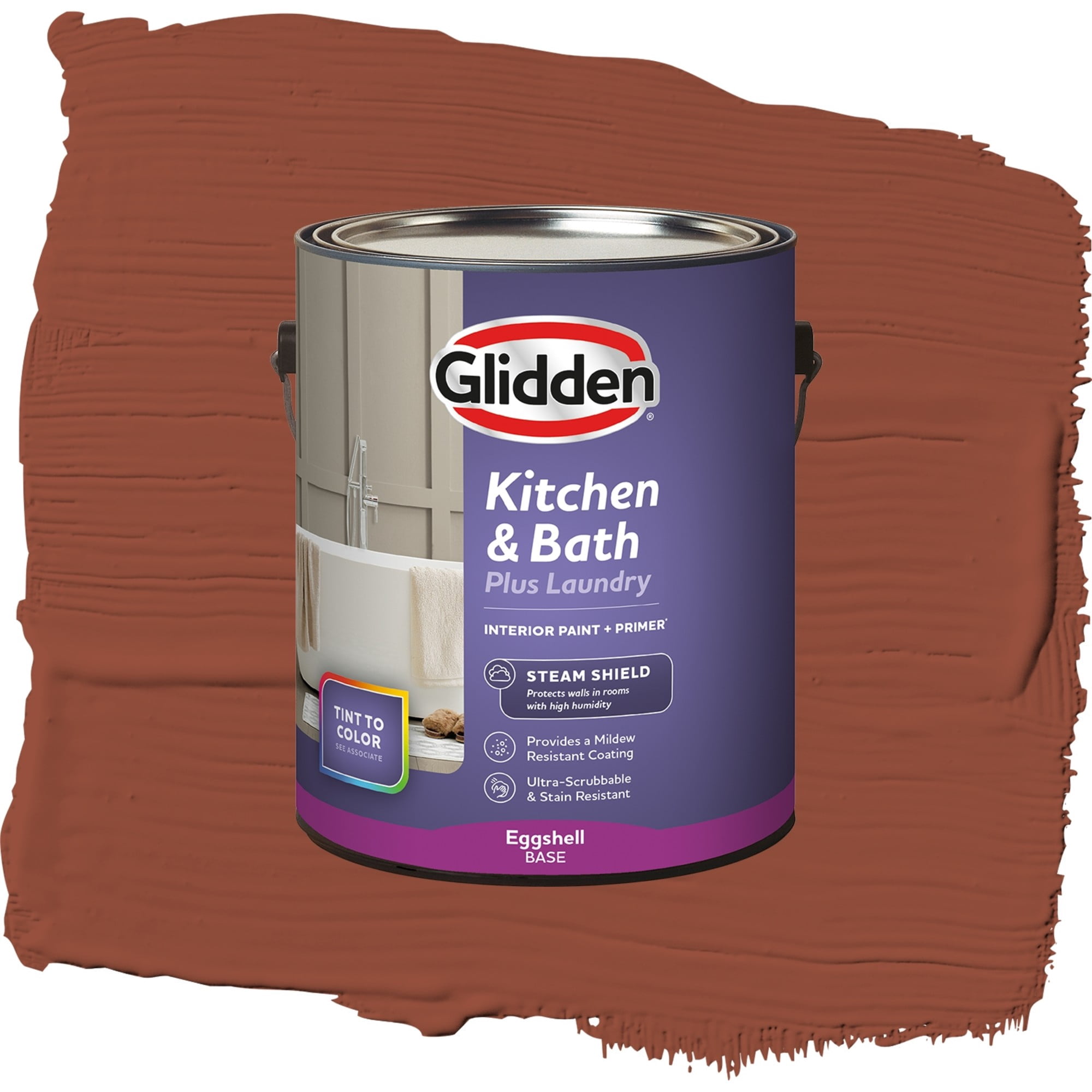 Glidden Glidden Kitchen Bath and Laundry Burled Redwood / Red, Eggshell Interior Paint with Primer, 1 Gallon