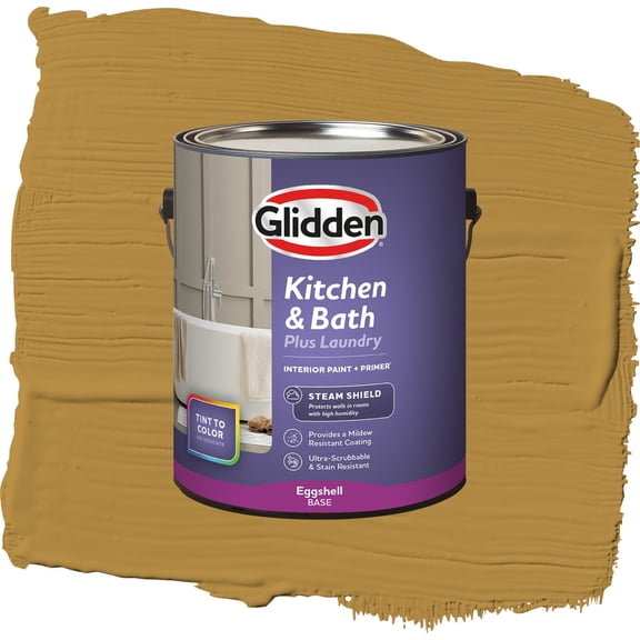 Glidden Glidden Kitchen Bath and Laundry Butterscotch Ripple / Yellow, Eggshell Interior Paint with Primer, 1 Gallon