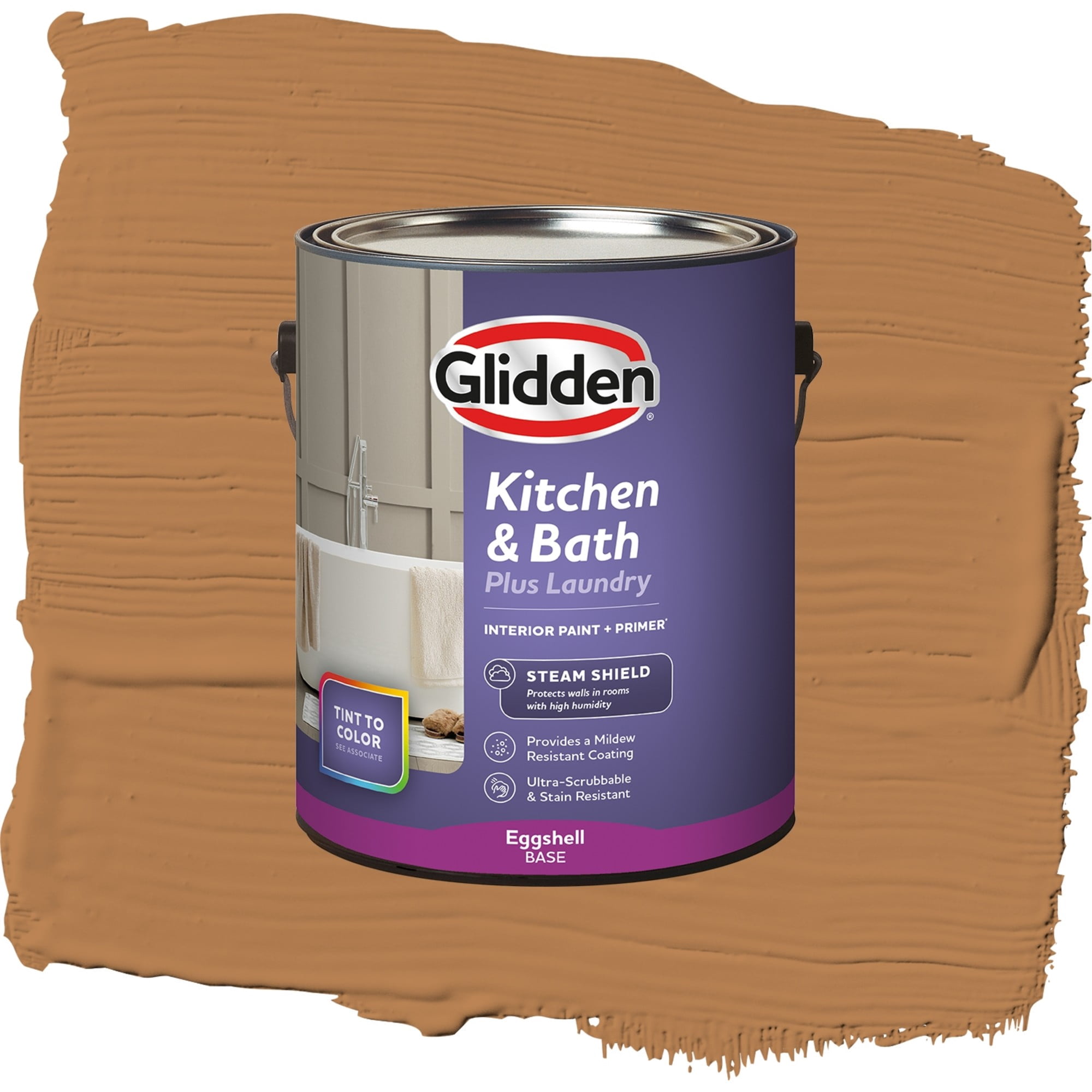 Glidden Glidden Kitchen Bath and Laundry Cowboy Hat / Brown, Eggshell Interior Paint with Primer, 1 Gallon