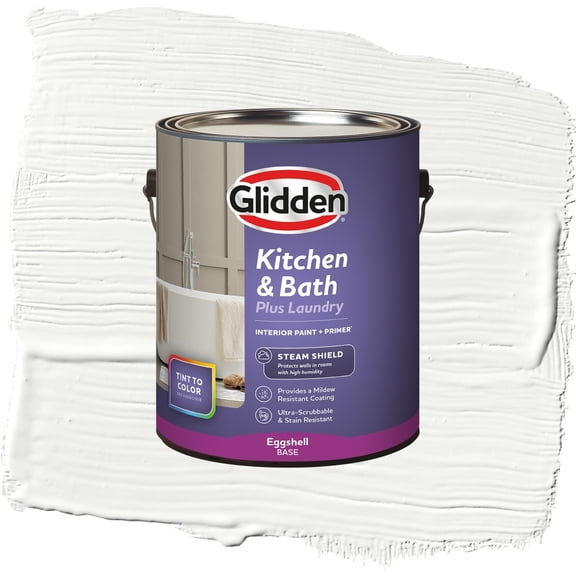 Glidden Glidden Kitchen Bath and Laundry Delicate White, Eggshell Interior Paint with Primer, 1 Gallon