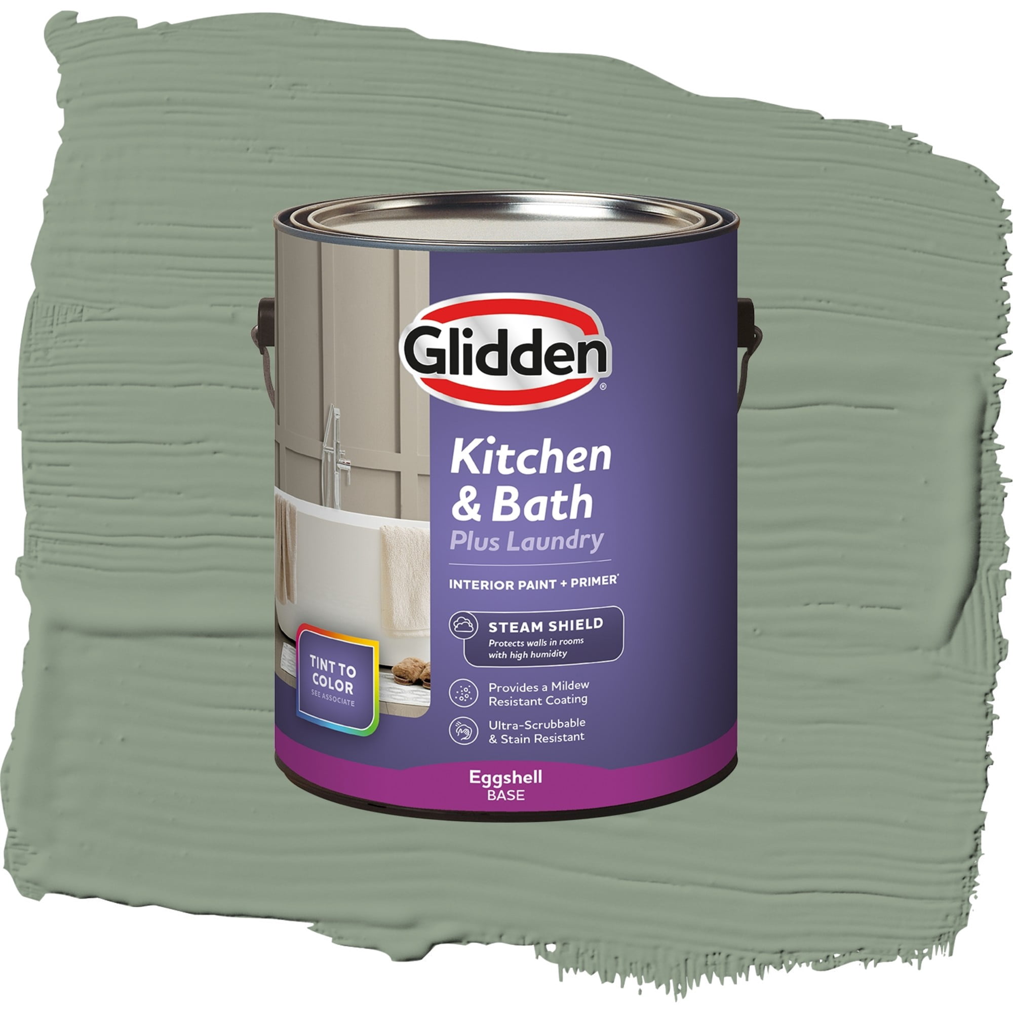 Glidden Glidden Kitchen Bath and Laundry Farm Fresh / Green, Eggshell Interior Paint with Primer, 1 Gallon