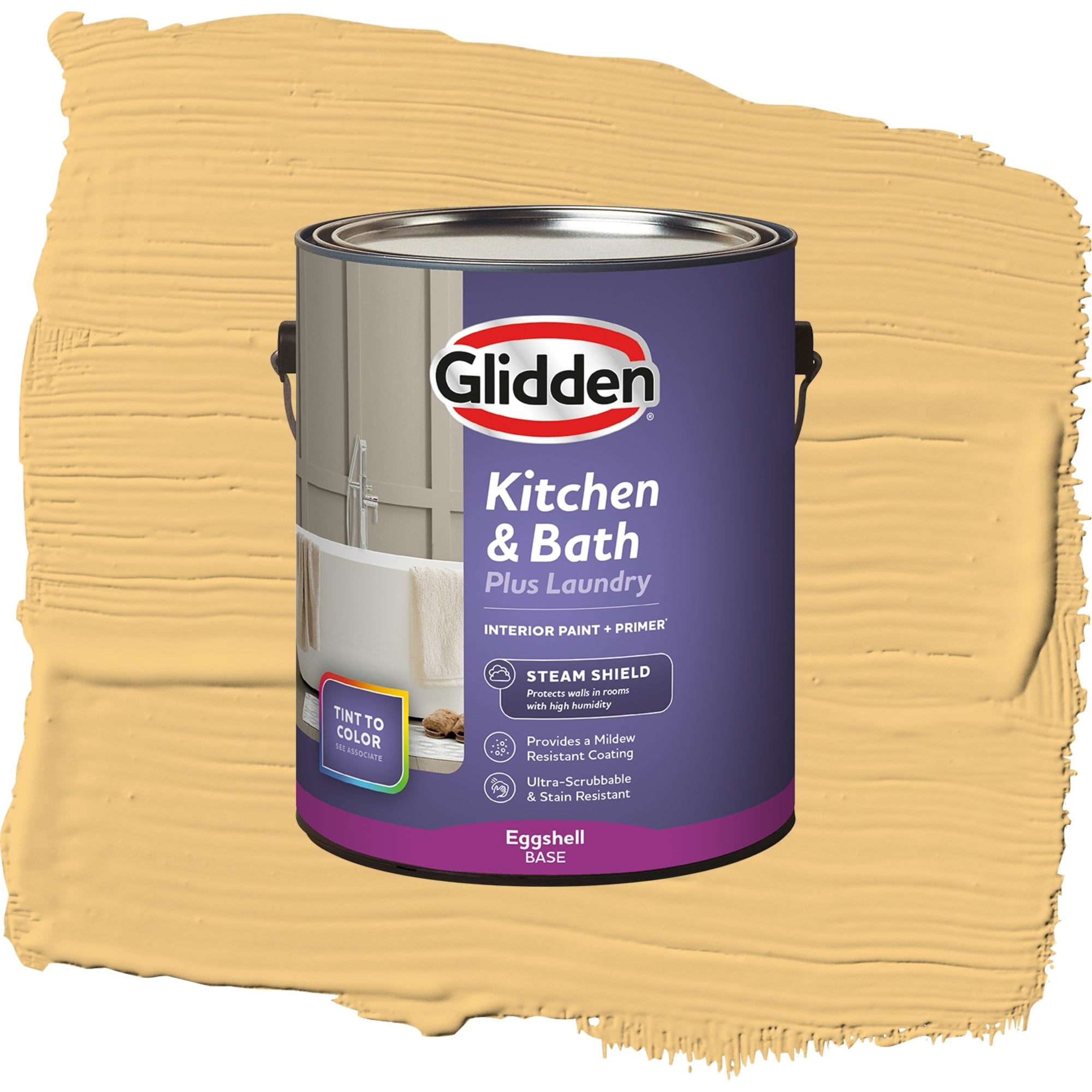 Glidden Glidden Kitchen Bath and Laundry Gold Buff / Yellow, Eggshell Interior Paint with Primer, 1 Gallon