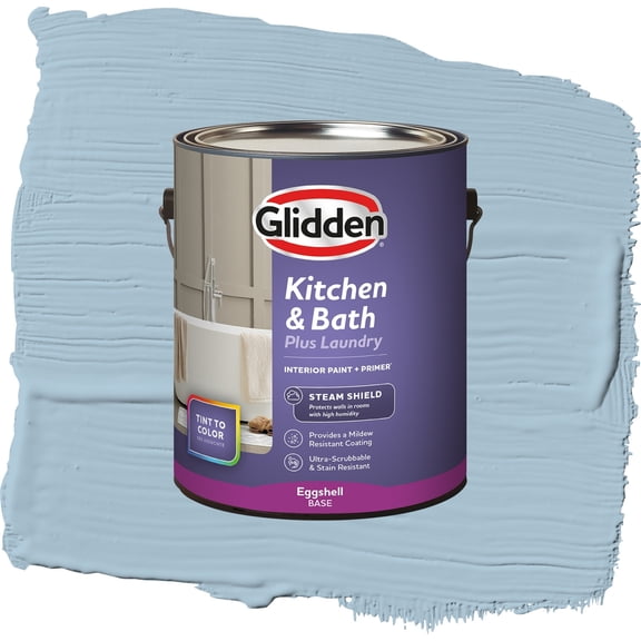 Glidden Glidden Kitchen Bath and Laundry Graceful / Blue, Eggshell Interior Paint with Primer, 1 Gallon