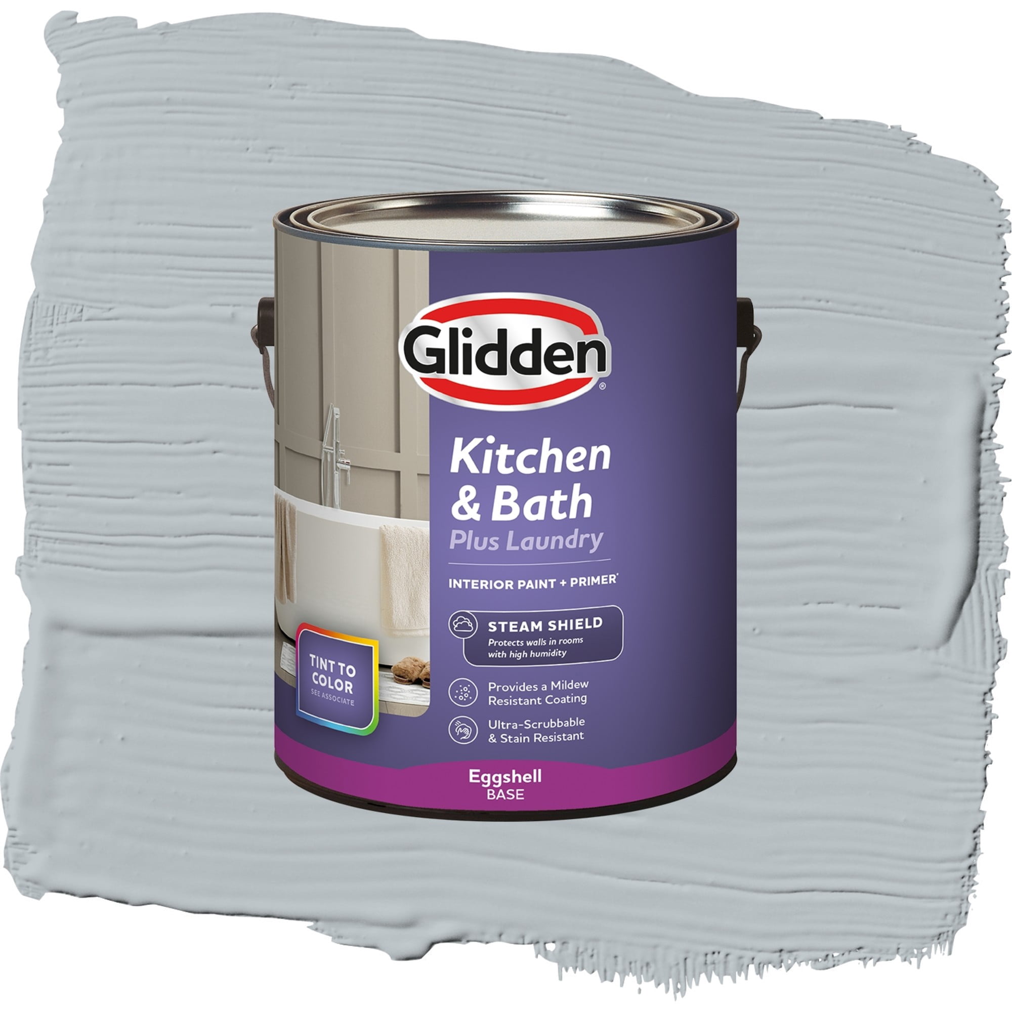 Glidden Glidden Kitchen Bath and Laundry Gray Frost / Grey, Eggshell Interior Paint with Primer, 1 Gallon