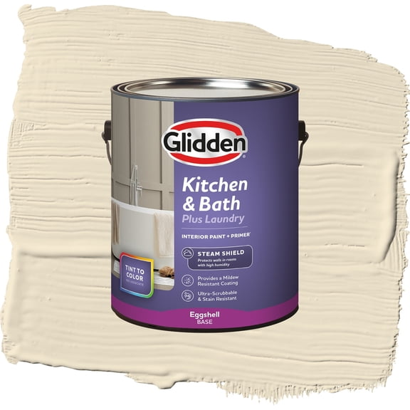 Glidden Glidden Kitchen Bath and Laundry Heavy Cream / White, Eggshell Interior Paint with Primer, 1 Gallon