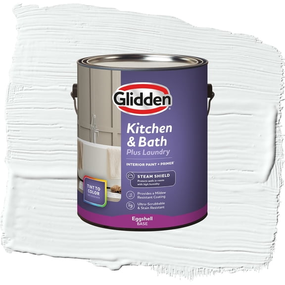 Glidden Glidden Kitchen Bath and Laundry Moonlit Snow / Gray, Eggshell Interior Paint with Primer, 1 Gallon