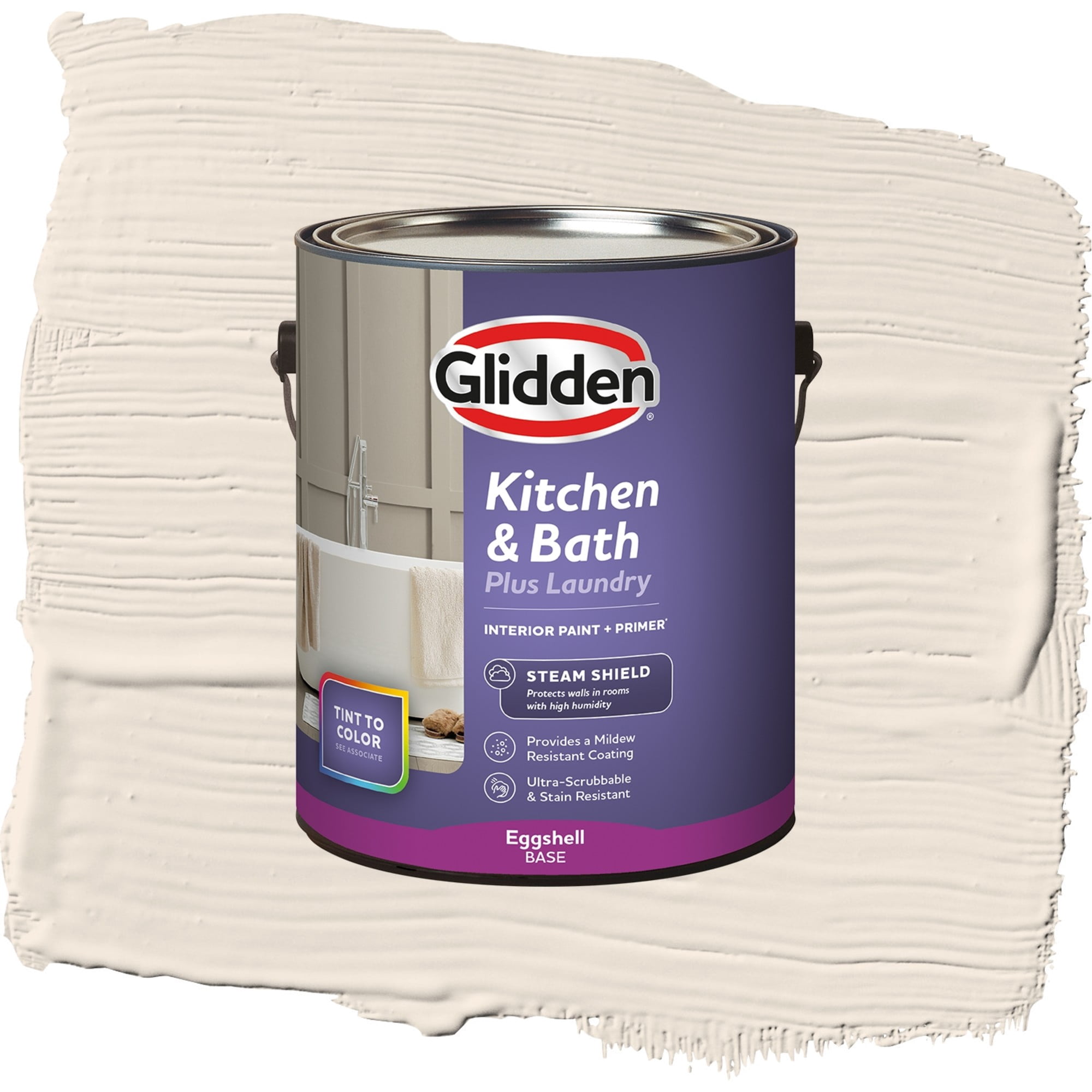 Glidden Glidden Kitchen Bath and Laundry Moroccan Moonlight / White, Eggshell Interior Paint with Primer, 1 Gallon