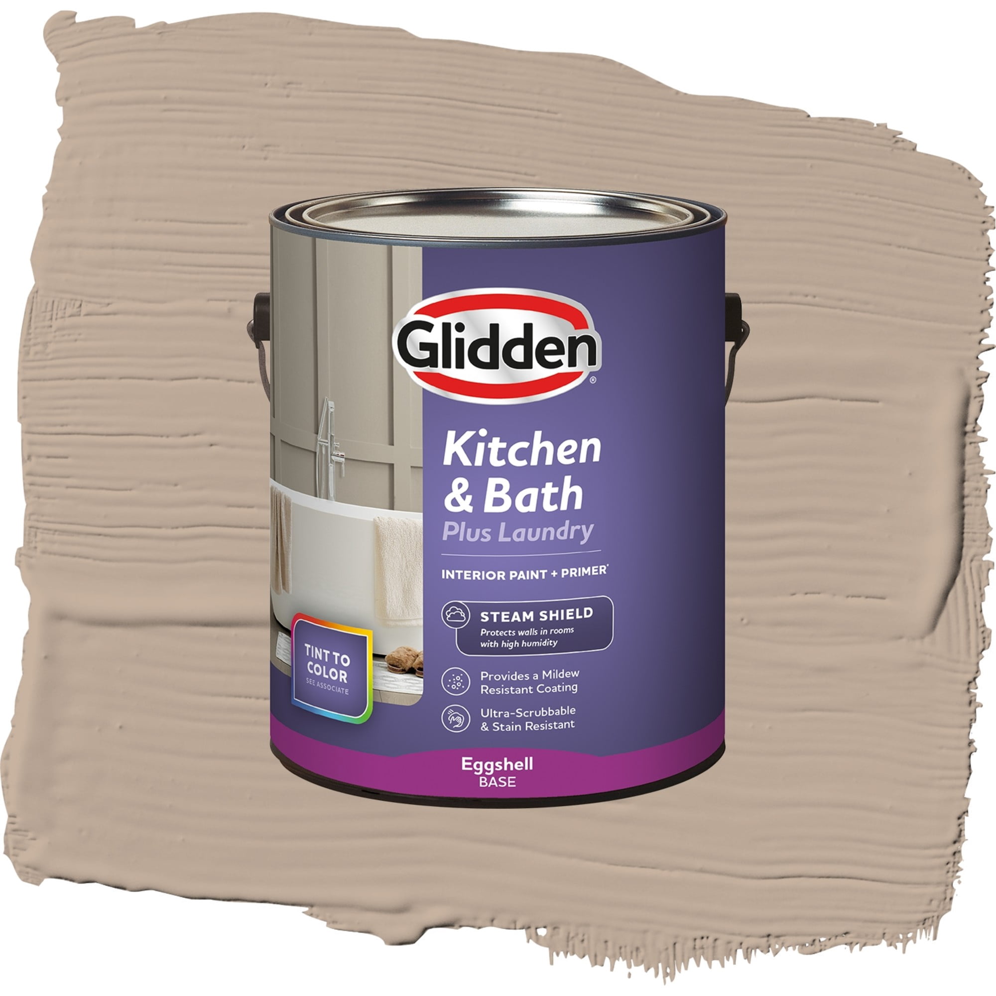 Glidden Glidden Kitchen Bath and Laundry Notorious / Brown, Eggshell Interior Paint with Primer, 1 Gallon