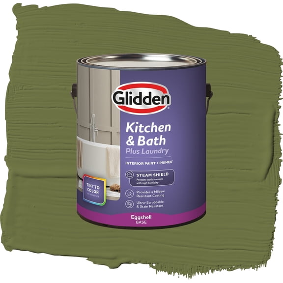 Glidden Glidden Kitchen Bath and Laundry Oakmoss / Green, Eggshell Interior Paint with Primer, 1 Gallon