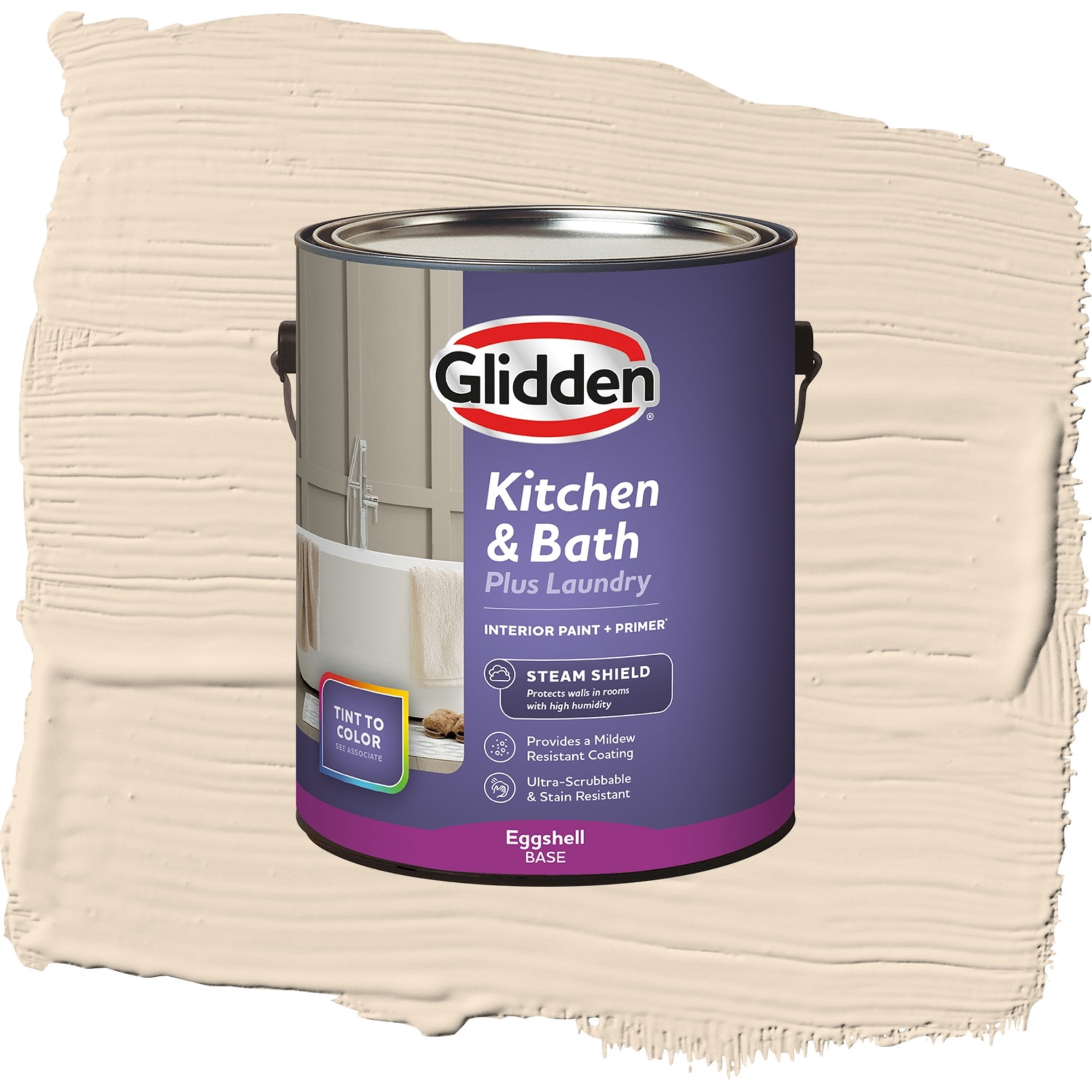 Glidden Glidden Kitchen Bath and Laundry Oatmeal Cookie / Beige, Eggshell Interior Paint with Primer, 1 Gallon