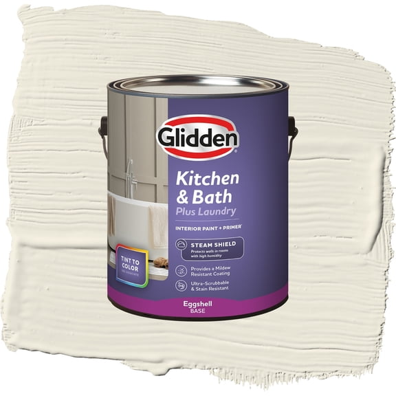 Glidden Glidden Kitchen Bath and Laundry Off White / White, Eggshell Interior Paint with Primer, 1 Gallon