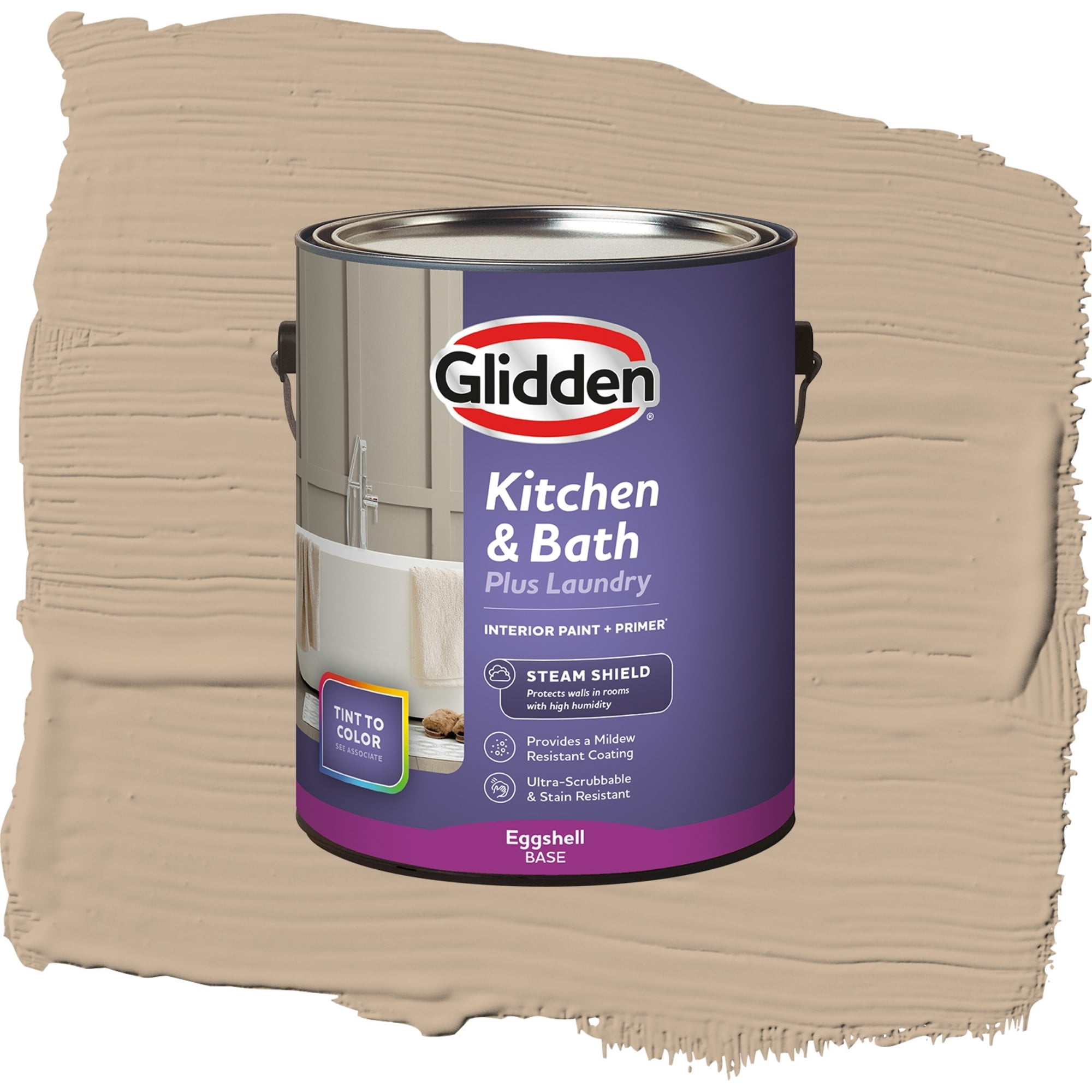 Glidden Glidden Kitchen Bath and Laundry Persuasion / Beige, Eggshell Interior Paint with Primer, 1 Gallon