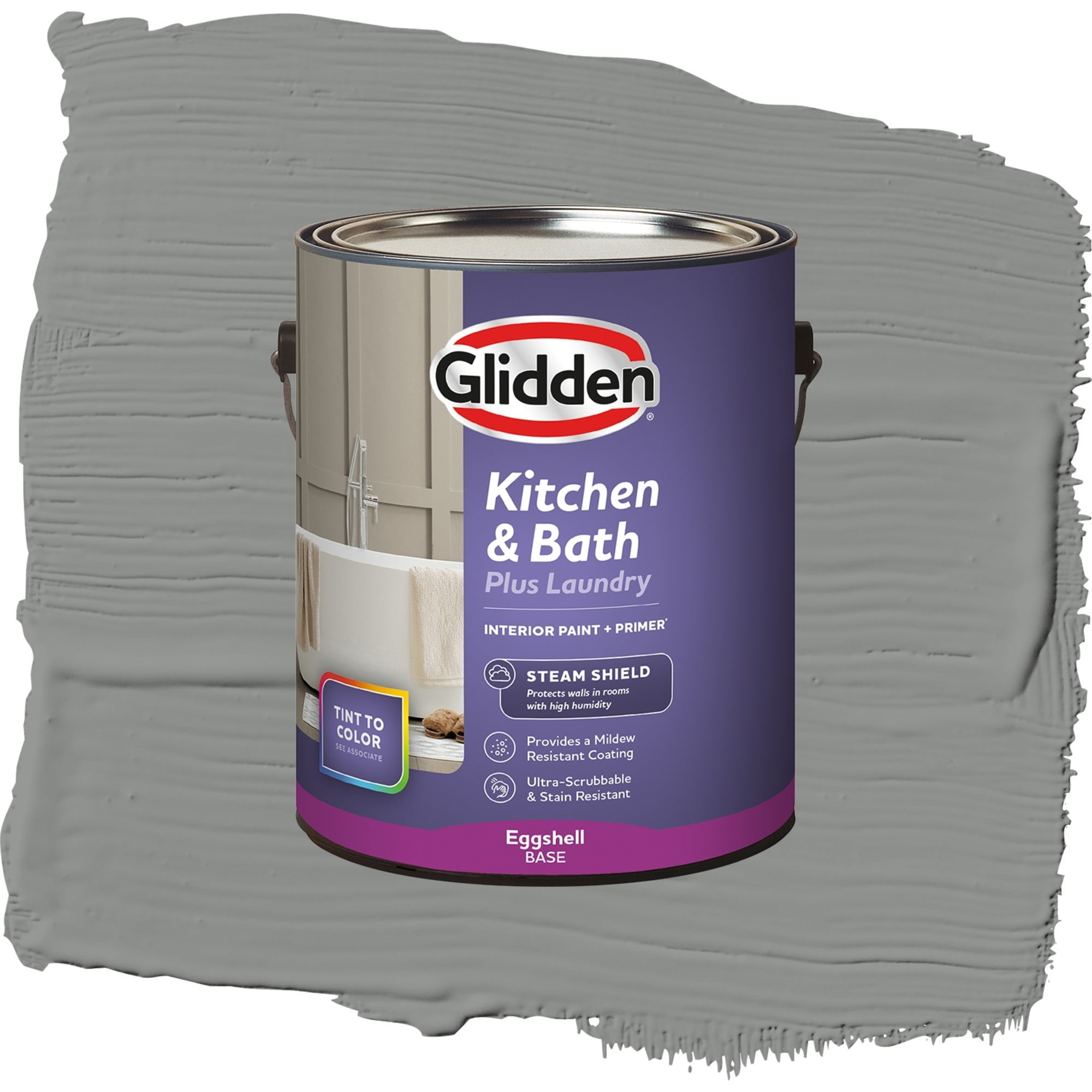 Glidden Glidden Kitchen Bath and Laundry Phoenix Fossil / Gray, Eggshell Interior Paint with Primer, 1 Gallon