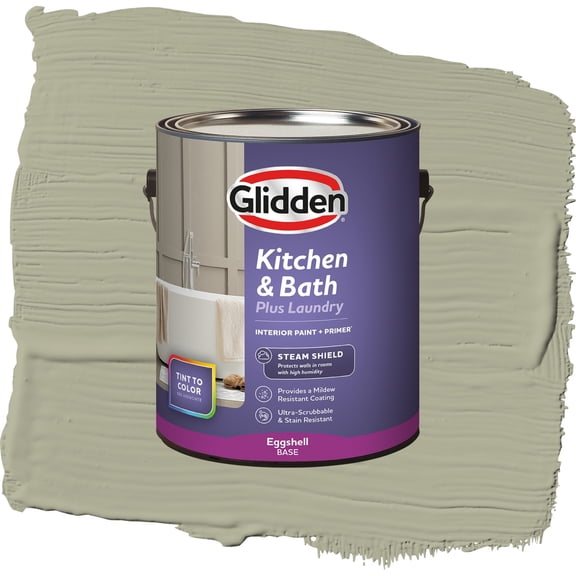 Glidden Glidden Kitchen Bath and Laundry Photo Gray / Green, Eggshell Interior Paint with Primer, 1 Gallon