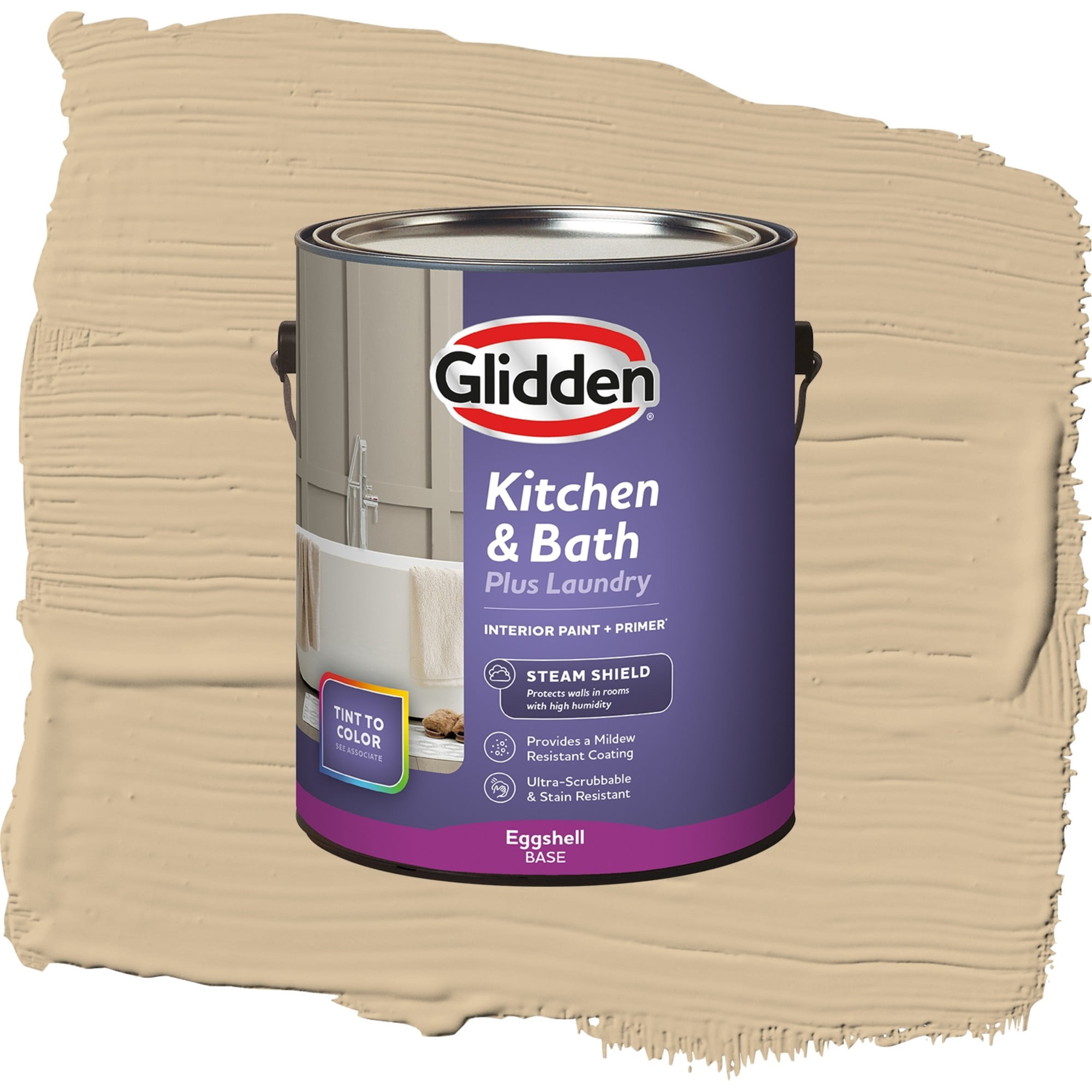 Glidden Glidden Kitchen Bath and Laundry Pony Tail / Beige, Eggshell Interior Paint with Primer, 1 Gallon