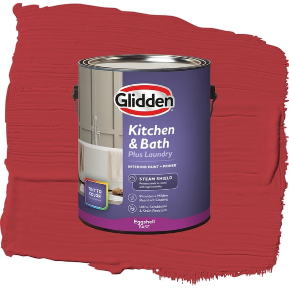 Glidden Glidden Kitchen Bath and Laundry Red Gumball / Red, Eggshell Interior Paint with Primer, 1 Gallon