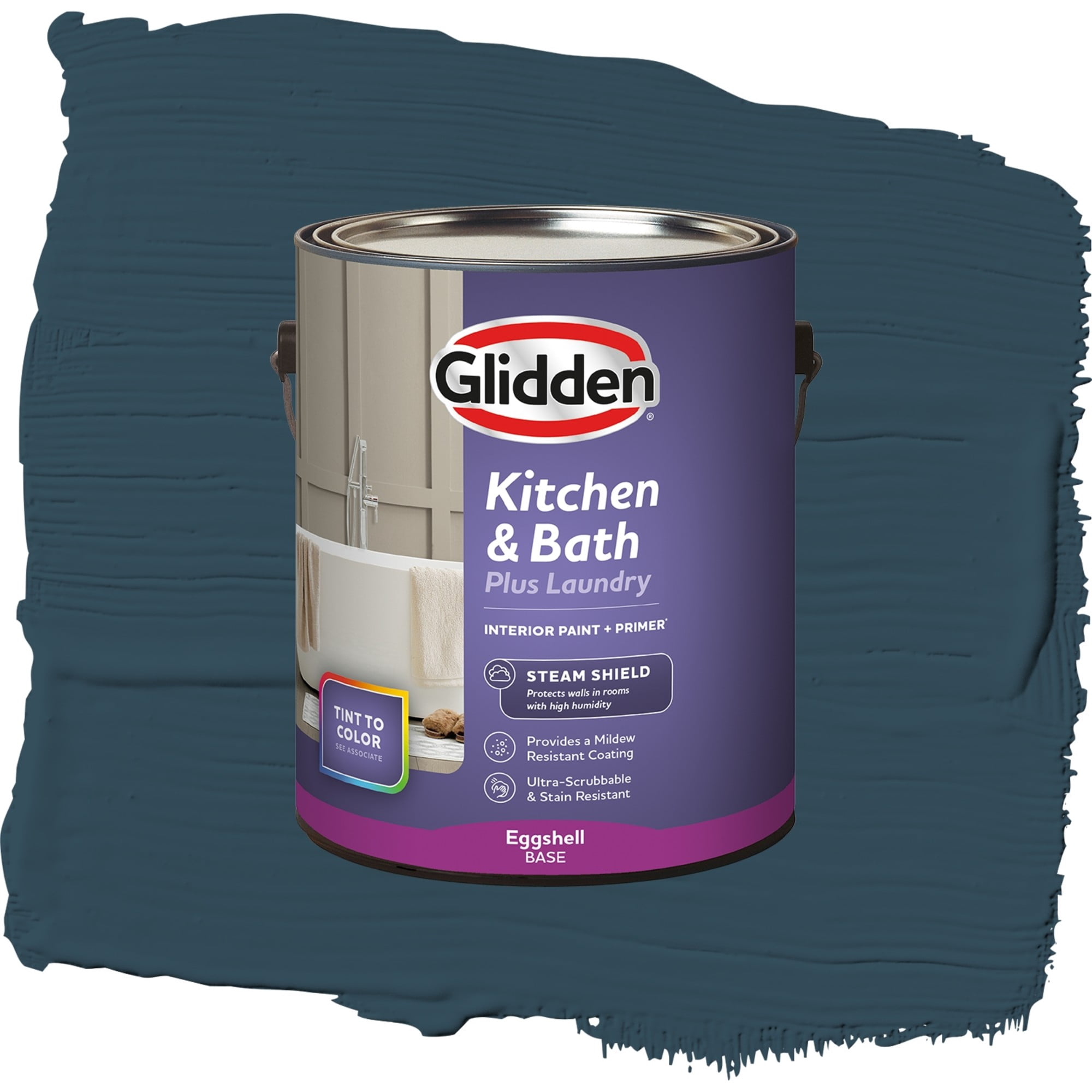 Glidden Glidden Kitchen Bath and Laundry Sailor's Coat / Blue, Eggshell Interior Paint with Primer, 1 Gallon
