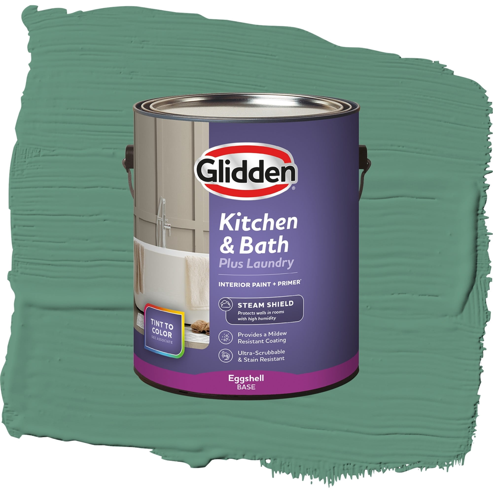 Glidden Glidden Kitchen Bath and Laundry Sheffield / Green, Eggshell Interior Paint with Primer, 1 Gallon