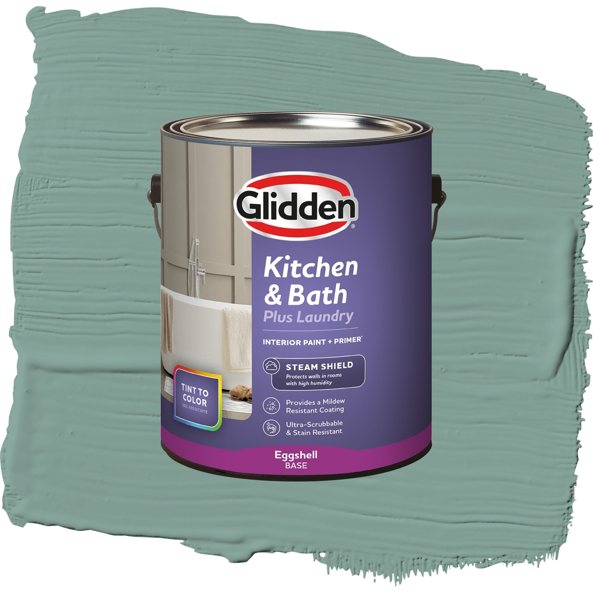 Glidden Glidden Kitchen Bath and Laundry Silver Laurel / Blue, Eggshell Interior Paint with Primer, 1 Gallon
