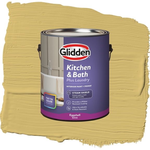Glidden Glidden Kitchen Bath and Laundry Spicy Mustard / Yellow, Eggshell Interior Paint with Primer, 1 Gallon