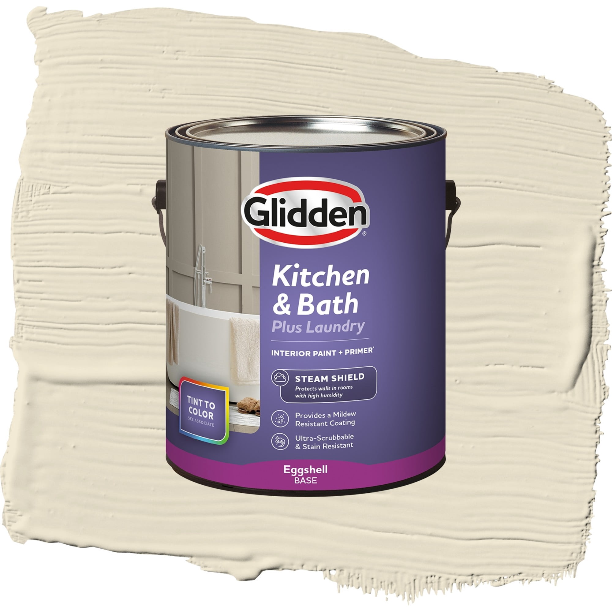 Glidden Glidden Kitchen Bath and Laundry Sugar Cookie / White, Eggshell Interior Paint with Primer, 1 Gallon