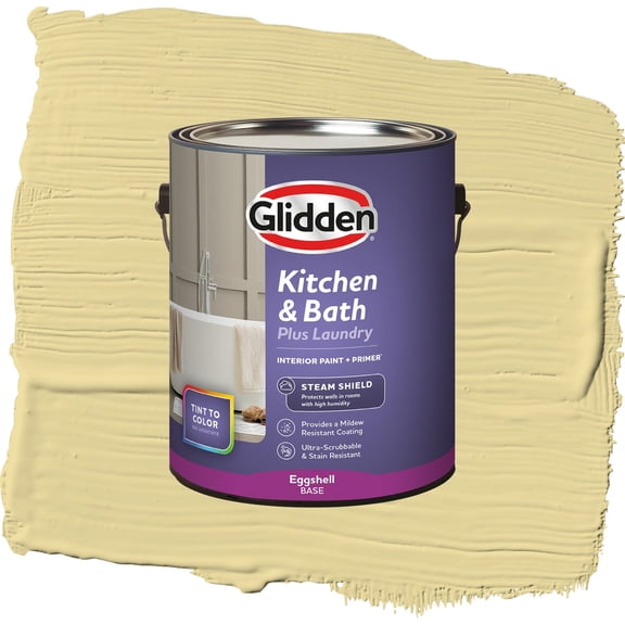 Glidden Glidden Kitchen Bath and Laundry Twinkle Toes / Yellow, Eggshell Interior Paint with Primer, 1 Gallon