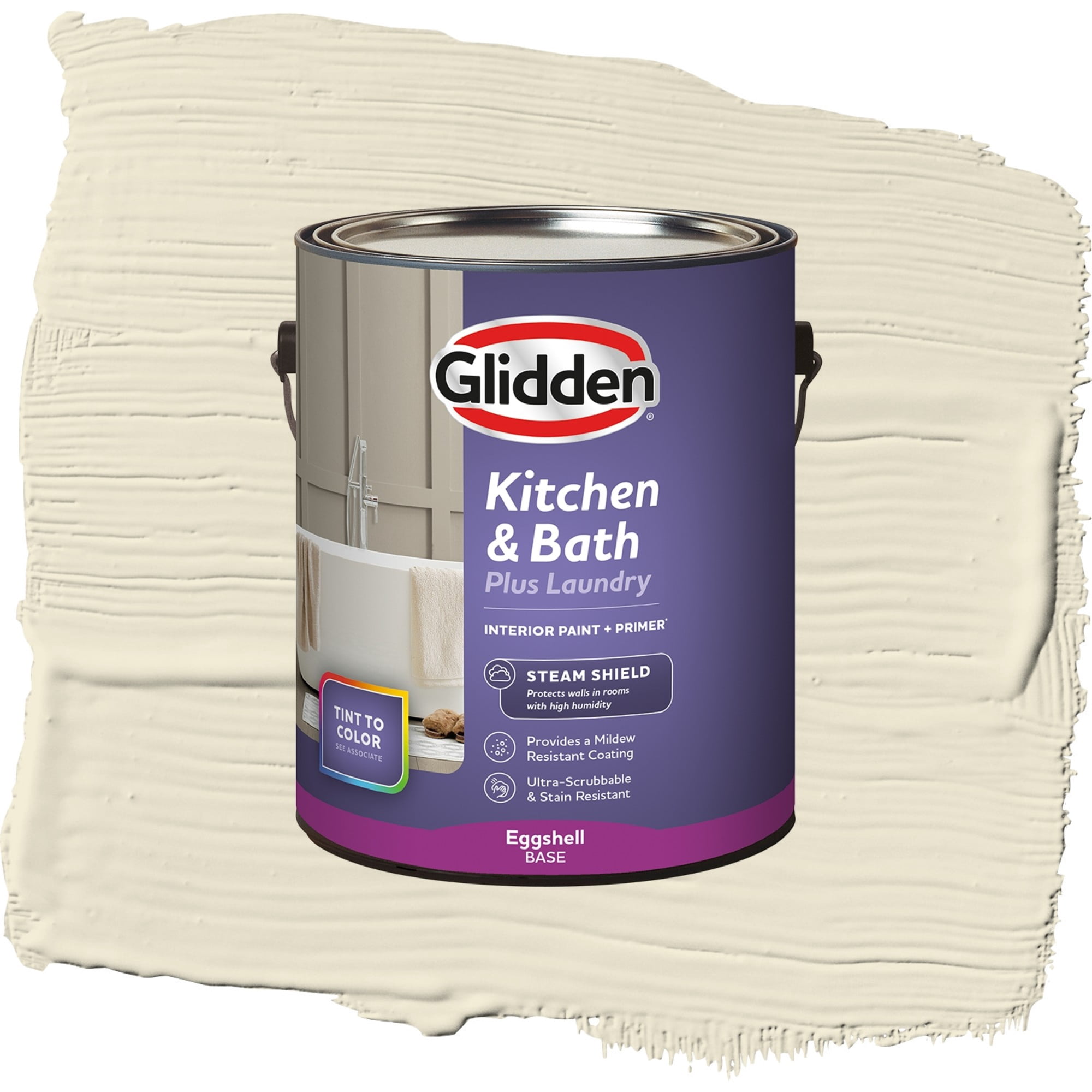 Glidden Glidden Kitchen Bath and Laundry Vanilla Love / White, Eggshell Interior Paint with Primer, 1 Gallon