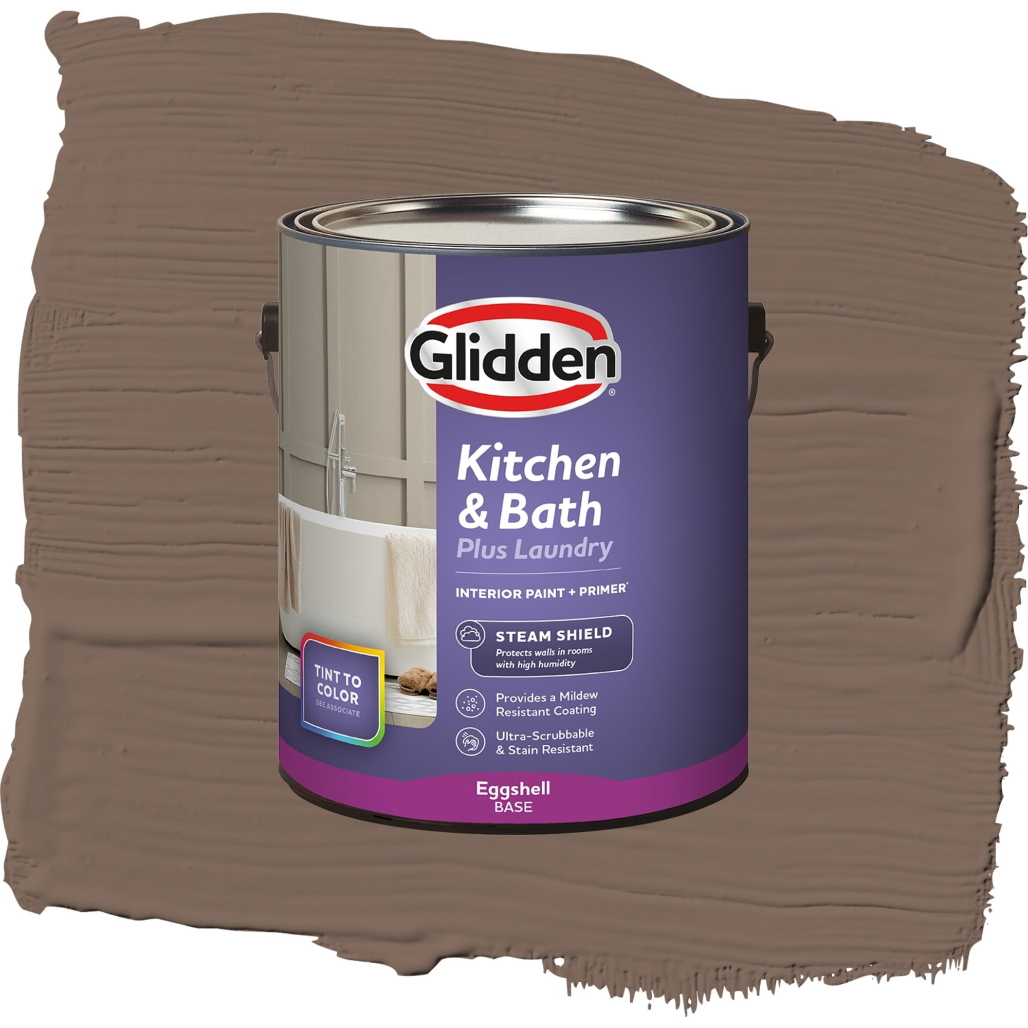 Glidden Glidden Kitchen Bath and Laundry Warrior / Brown, Eggshell Interior Paint with Primer, 1 Gallon